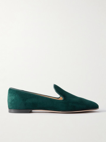 GIANVITO ROSSI Leather-trimmed suede loafers