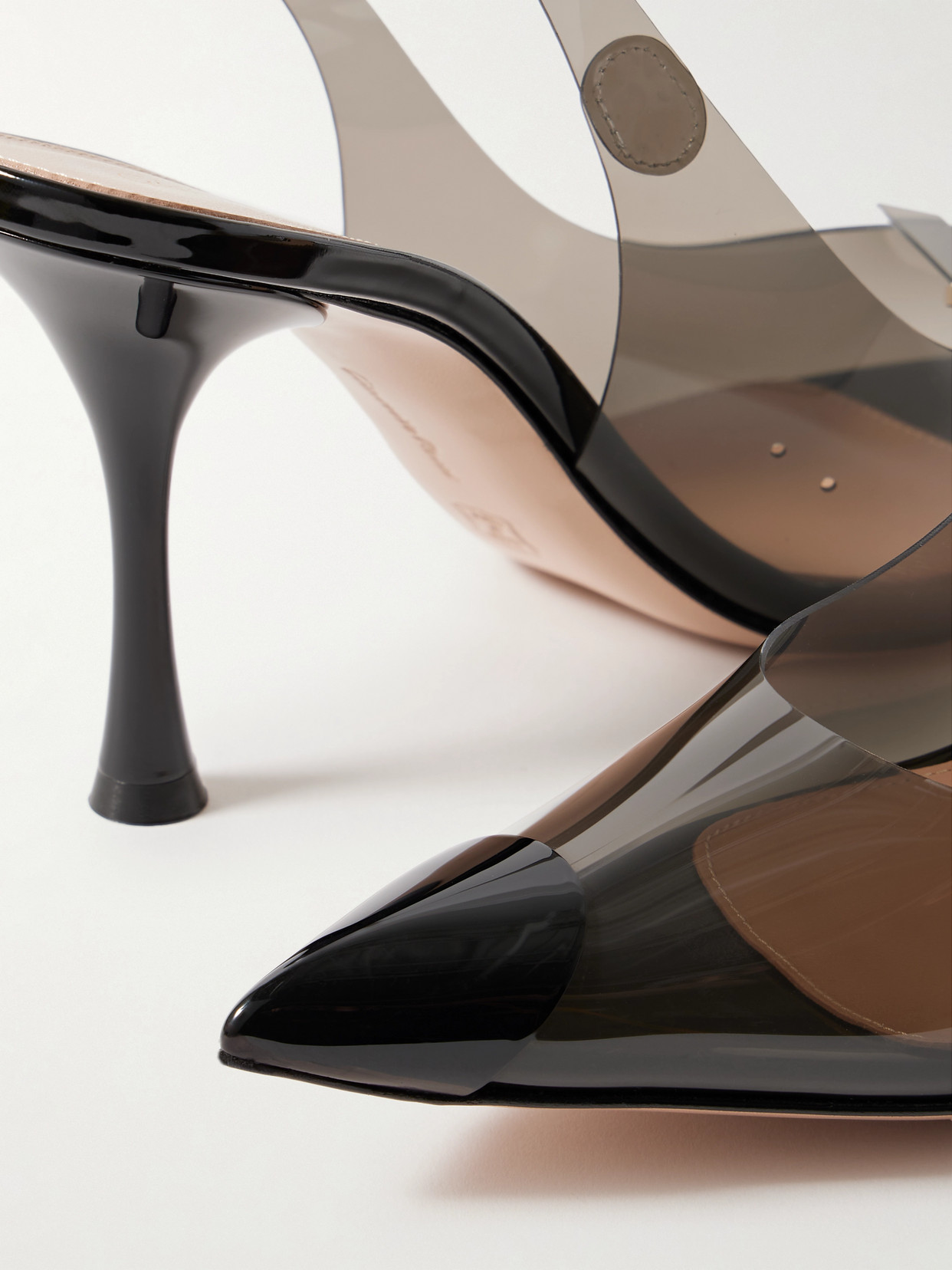 Gianvito Rossi 85 Patent Leather-trimmed Pvc Slingback Pumps In Black