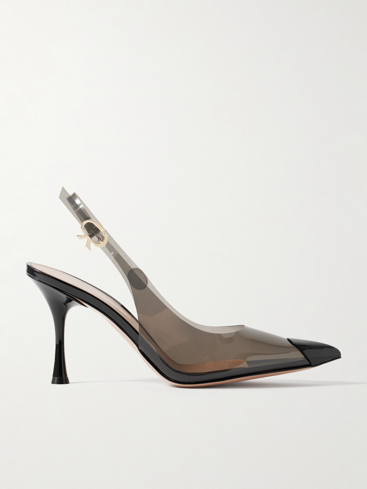 Gianvito Rossi 85 Patent Leather-trimmed Pvc Slingback Pumps In Black