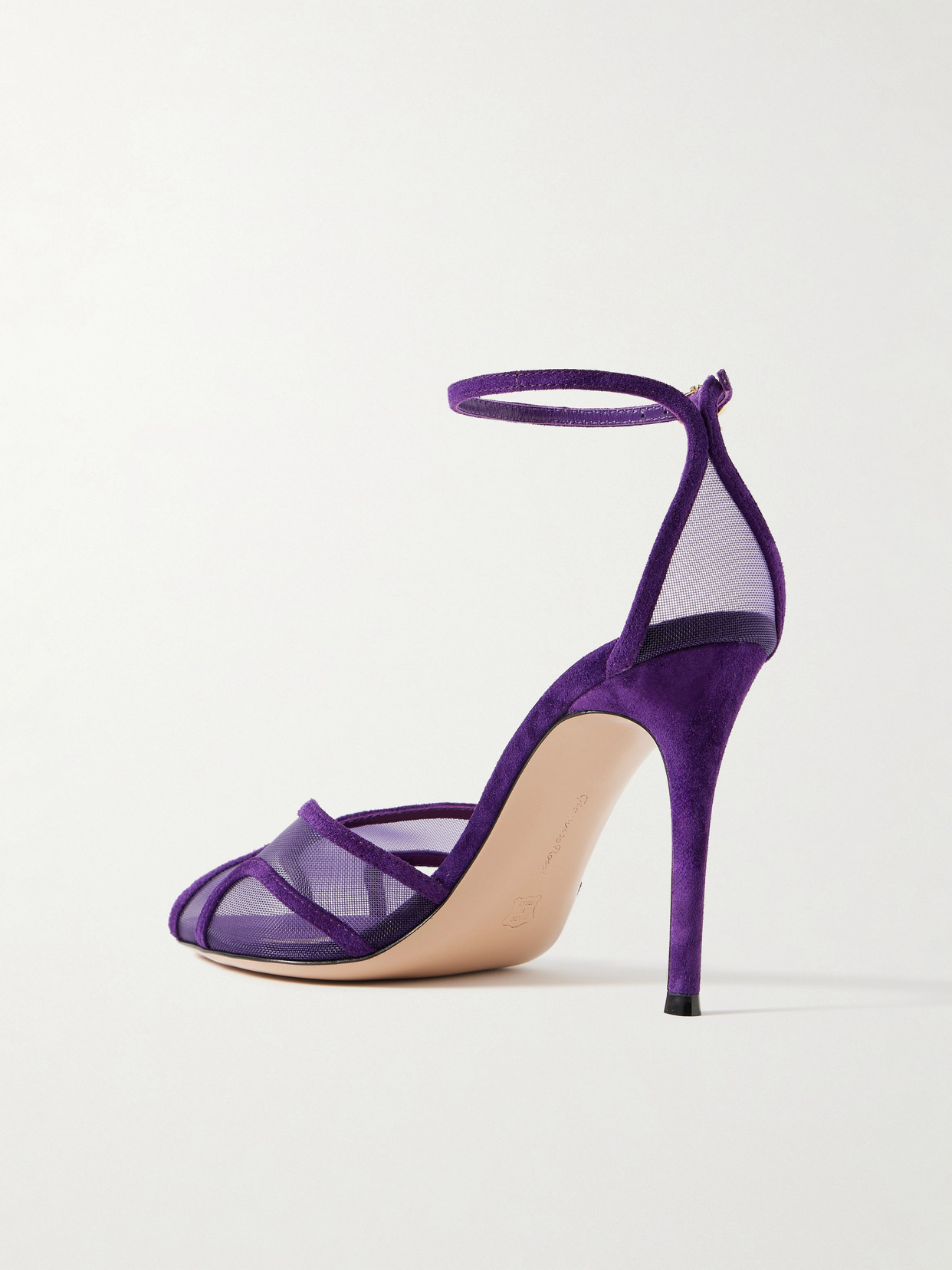 Gianvito Rossi 95 Suede-trimmed Mesh Sandals In Blue