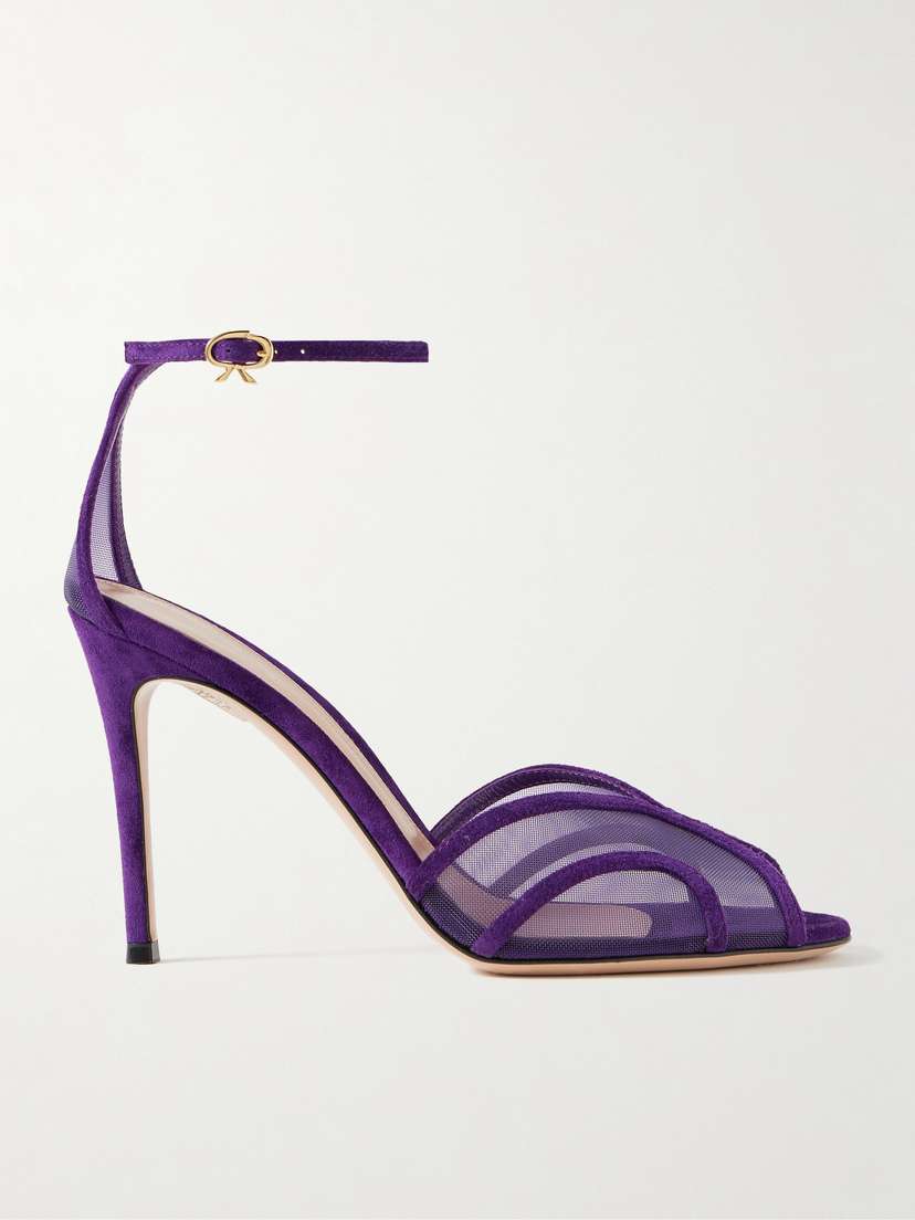 Gianvito Rossi 95 Suede-trimmed Mesh Sandals