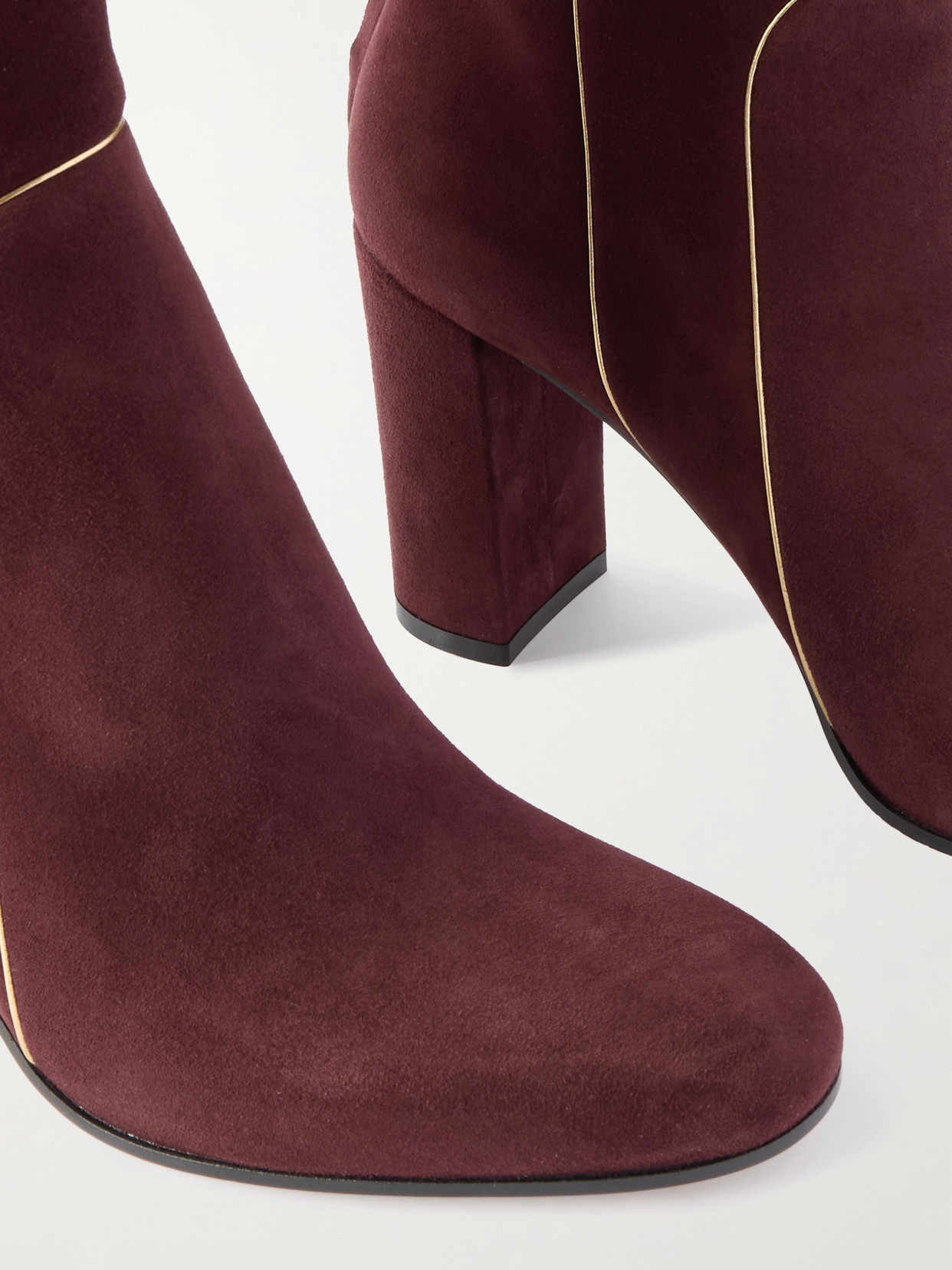 Gianvito Rossi 85 Metallic Leather-trimmed Suede Ankle Boots In Purple