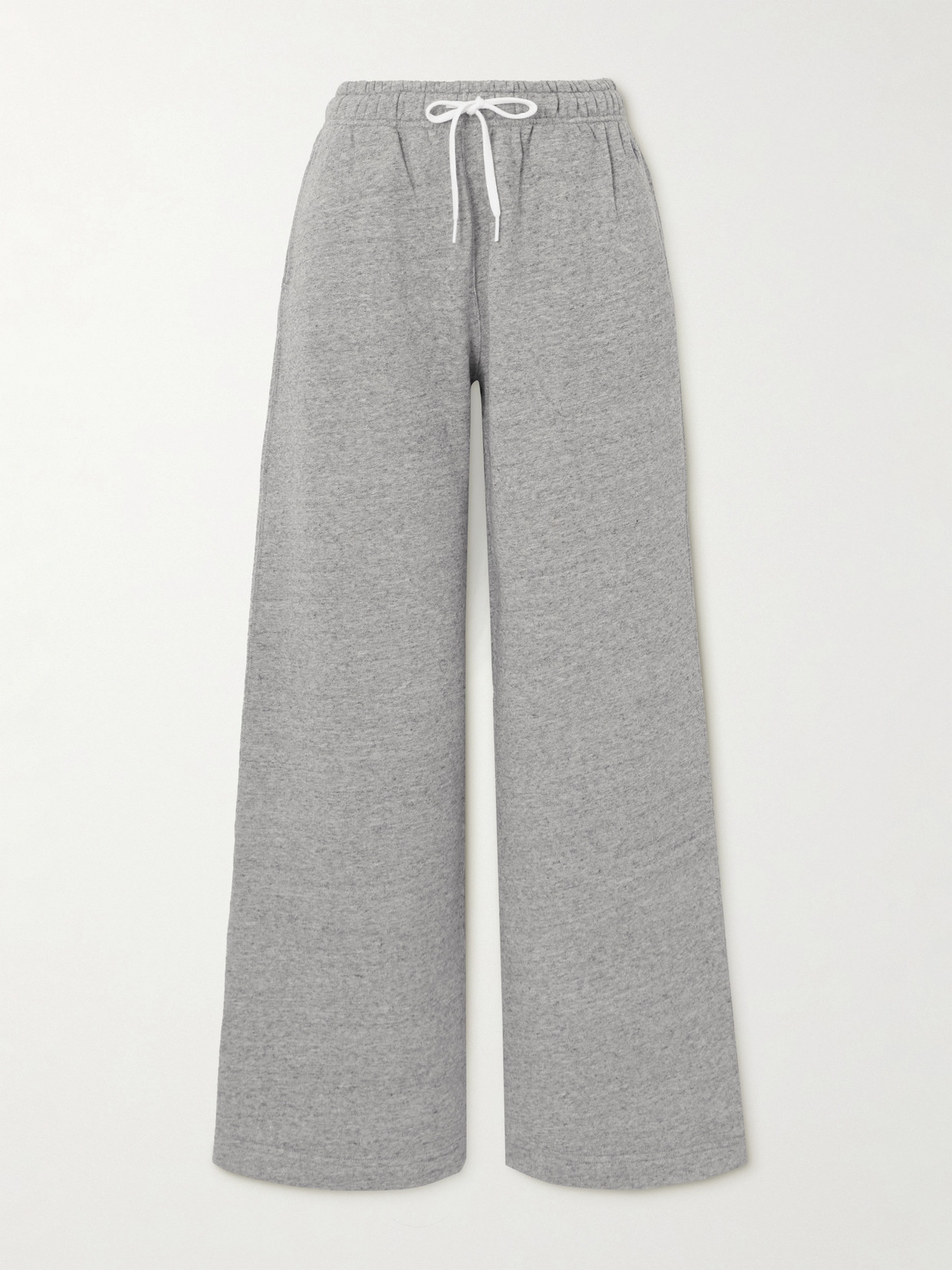 Polo Ralph Lauren Embroidered Cotton-blend Jersey Wide-leg Track Pants In Gray