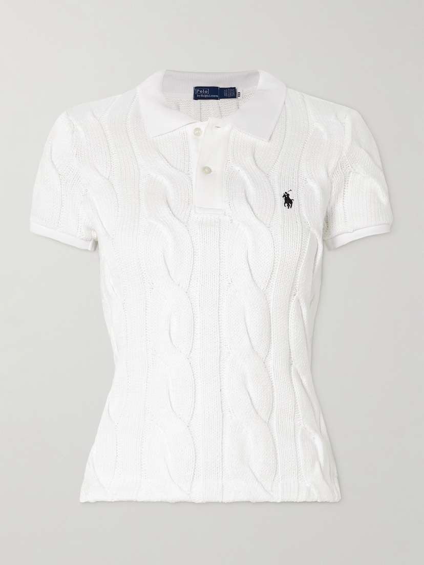 Polo Ralph Lauren Embroidered Cable-knit Cotton Polo Shirt