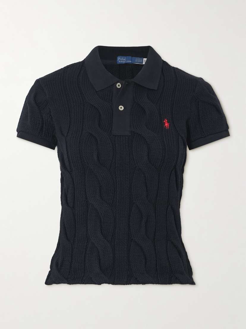 Polo Ralph Lauren Embroidered Cable-knit Cotton Polo Shirt