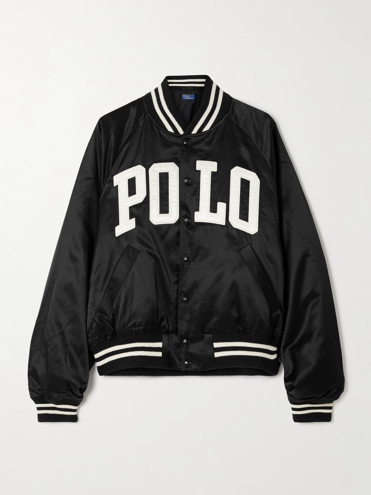 Polo Ralph Lauren - Appliquéd Cotton-blend Satin Bomber Jacket - Black