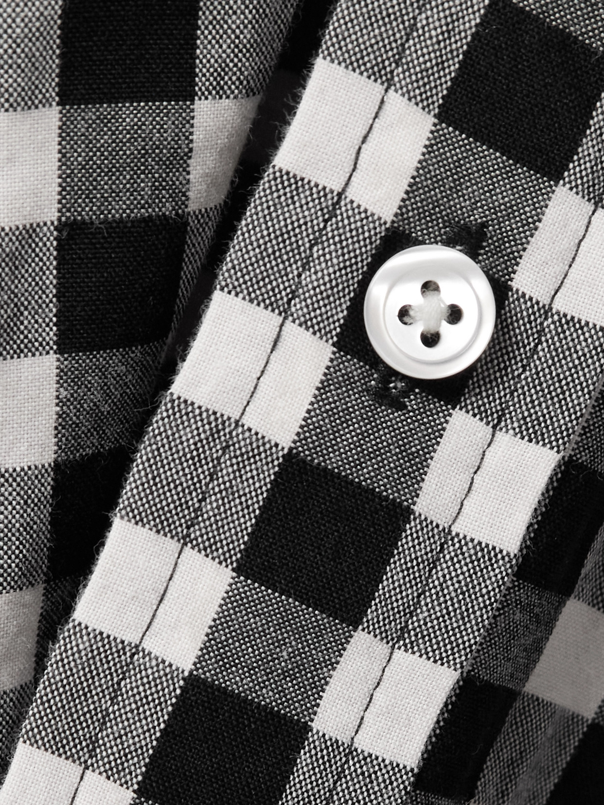 Polo Ralph Lauren Gingham-check Collared Midi Shirt Dress In Black