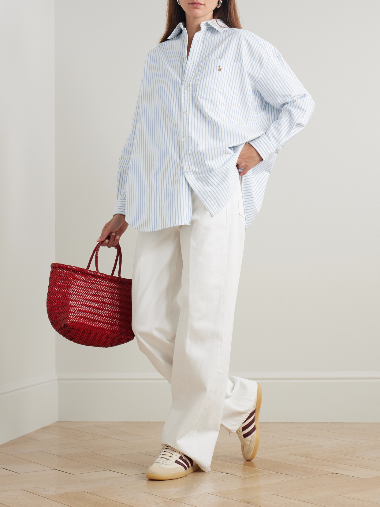Polo Ralph Lauren Embroidered Striped Cotton Oxford Shirt