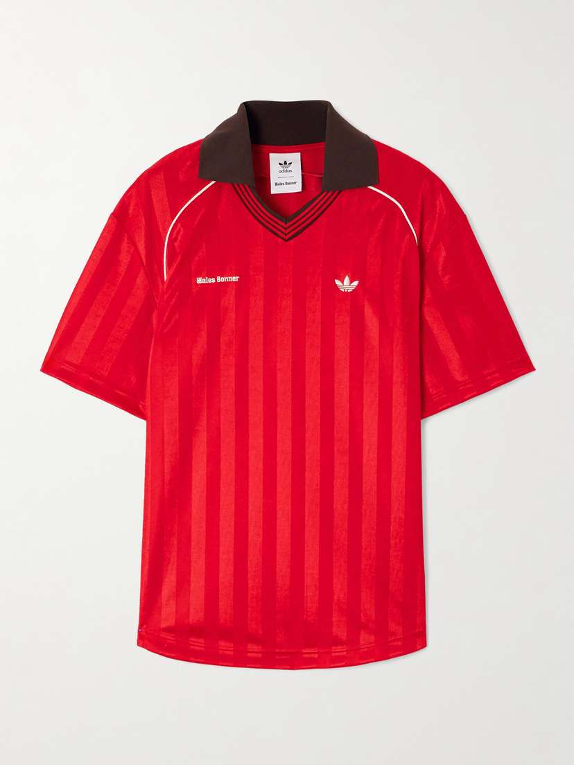 adidas Originals + Wales Bonner Embroidered Striped Recycled-jersey T-shirt