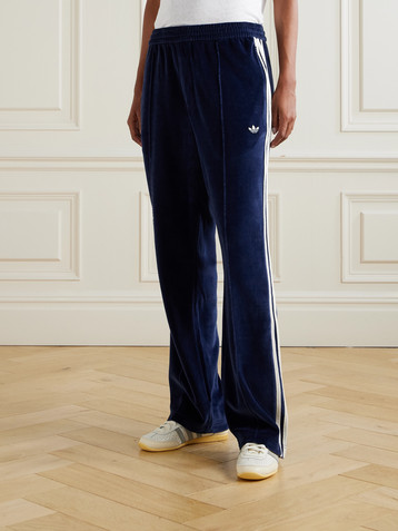 adidas Originals + Wales Bonner striped cotton-blend velour straight-leg track pants