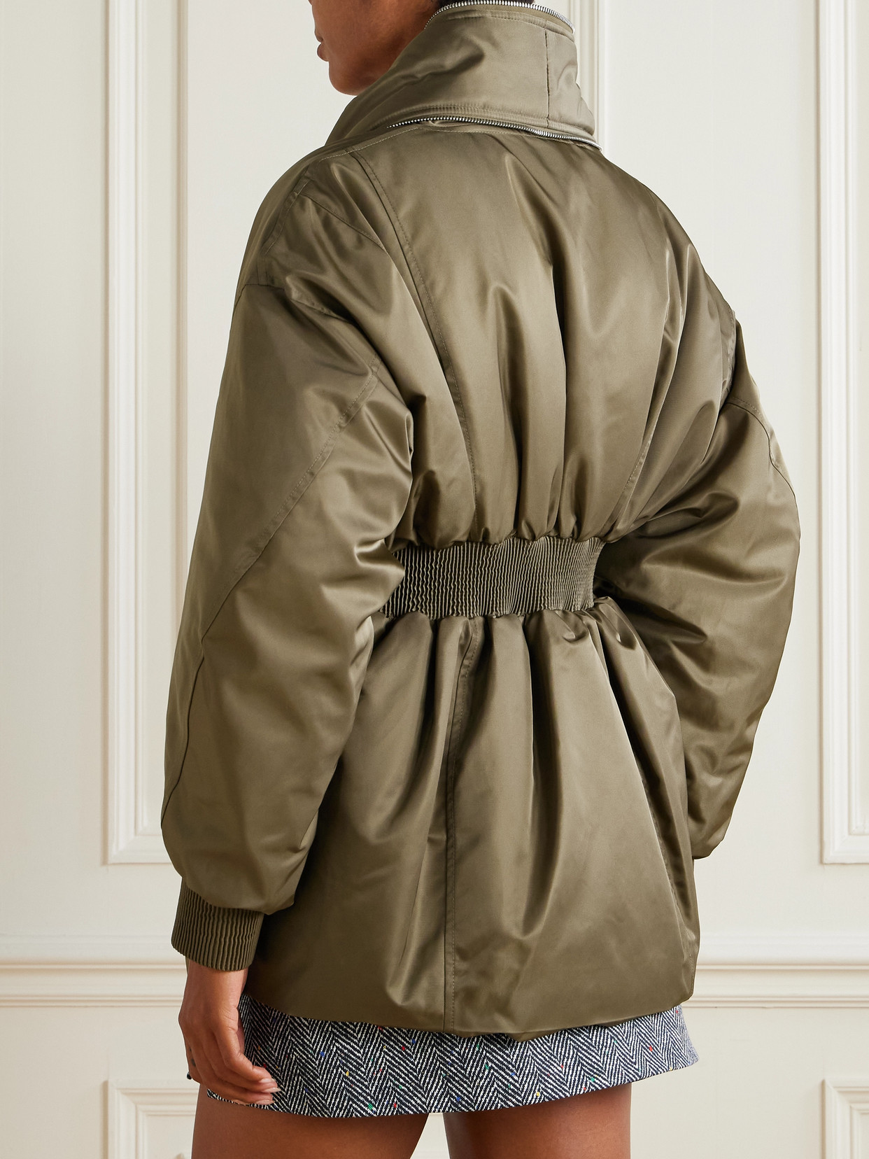 Givenchy Hourglass Bomber With Zipped Shawl Collar In Nylon In Green