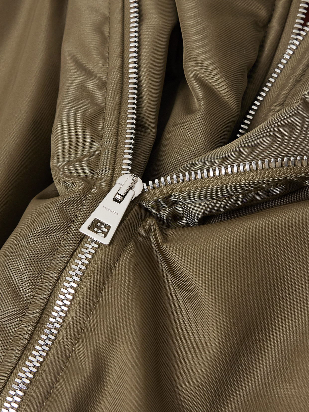 Givenchy Hourglass Bomber With Zipped Shawl Collar In Nylon In Green