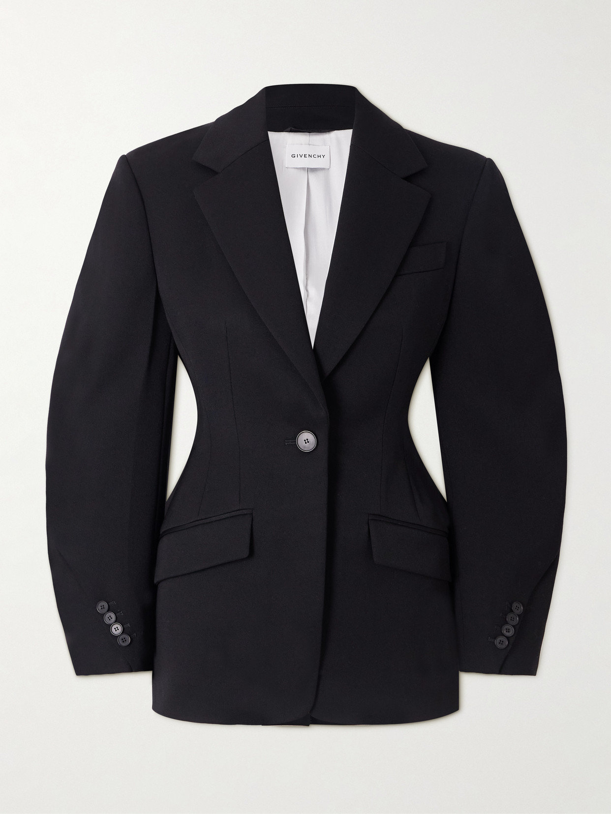 Givenchy Tailored Wool Blazer Notched Lapels In Black