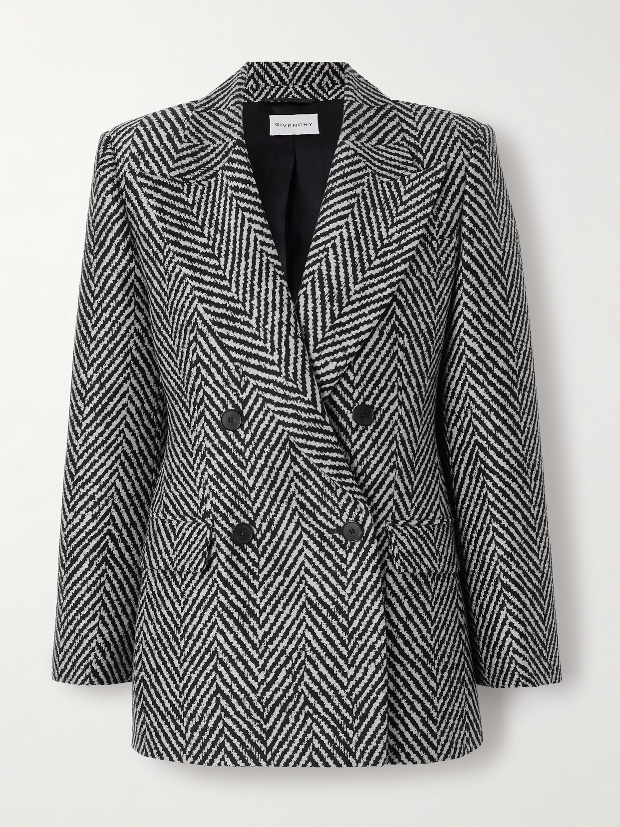 Givenchy Double-breasted Herringbone Wool-blend Blazer In Multi