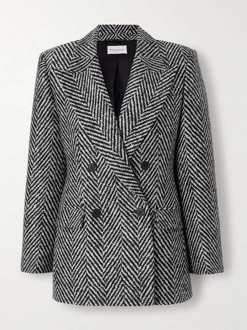 Givenchy Double-breasted Herringbone Wool-blend Blazer