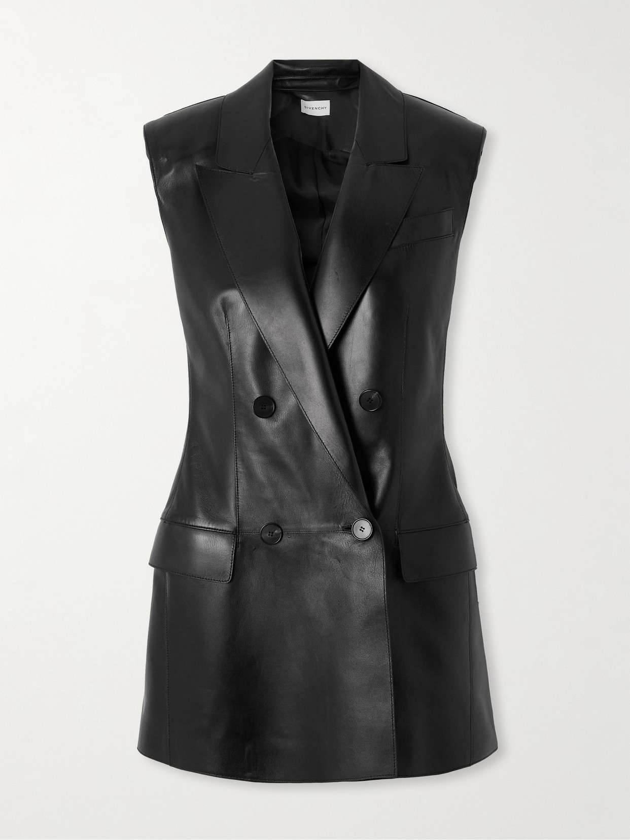 Givenchy Double-breasted Leather Vest In Black