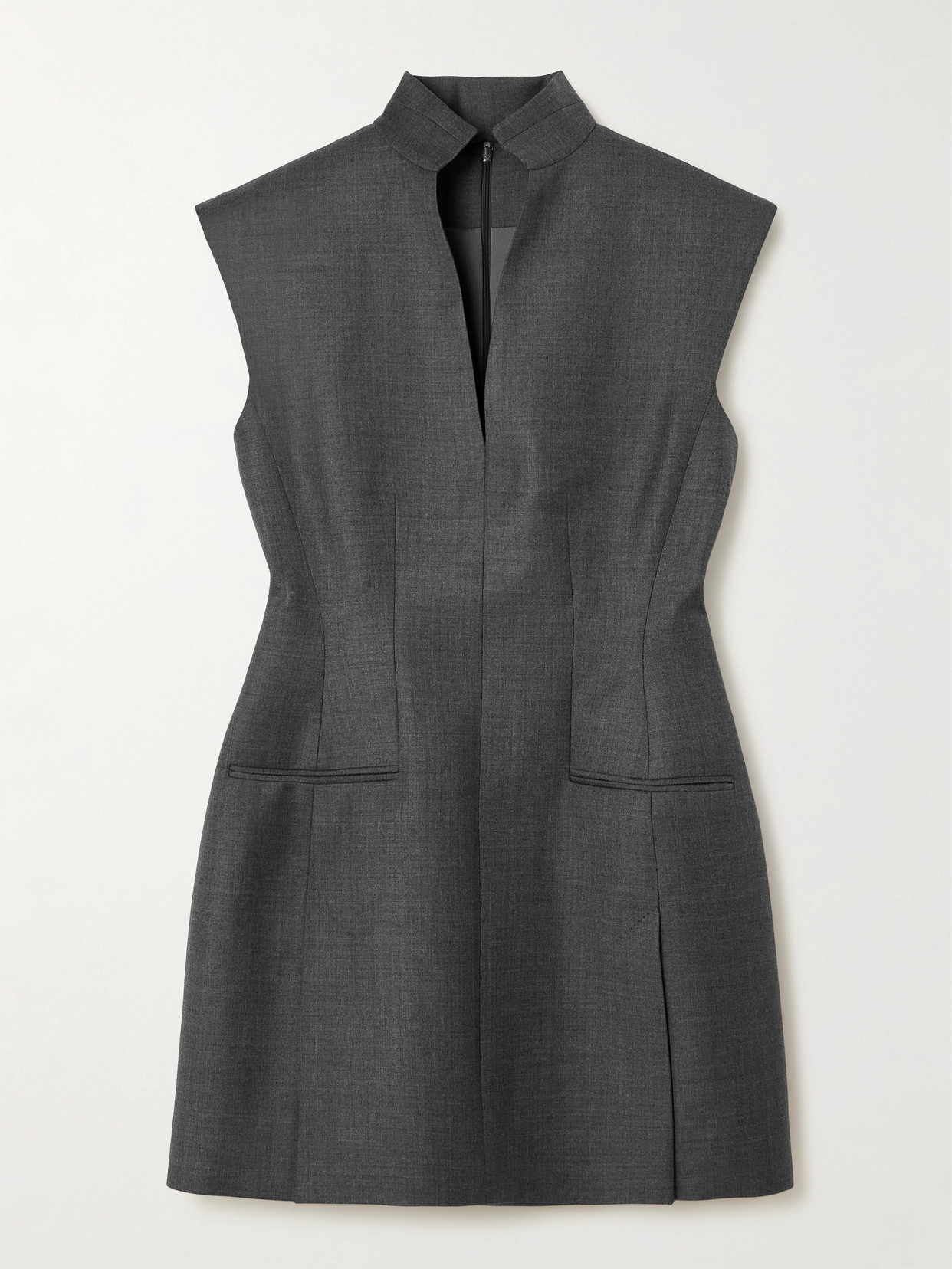 Givenchy Frayed Wool-twill Mini Dress In Gray