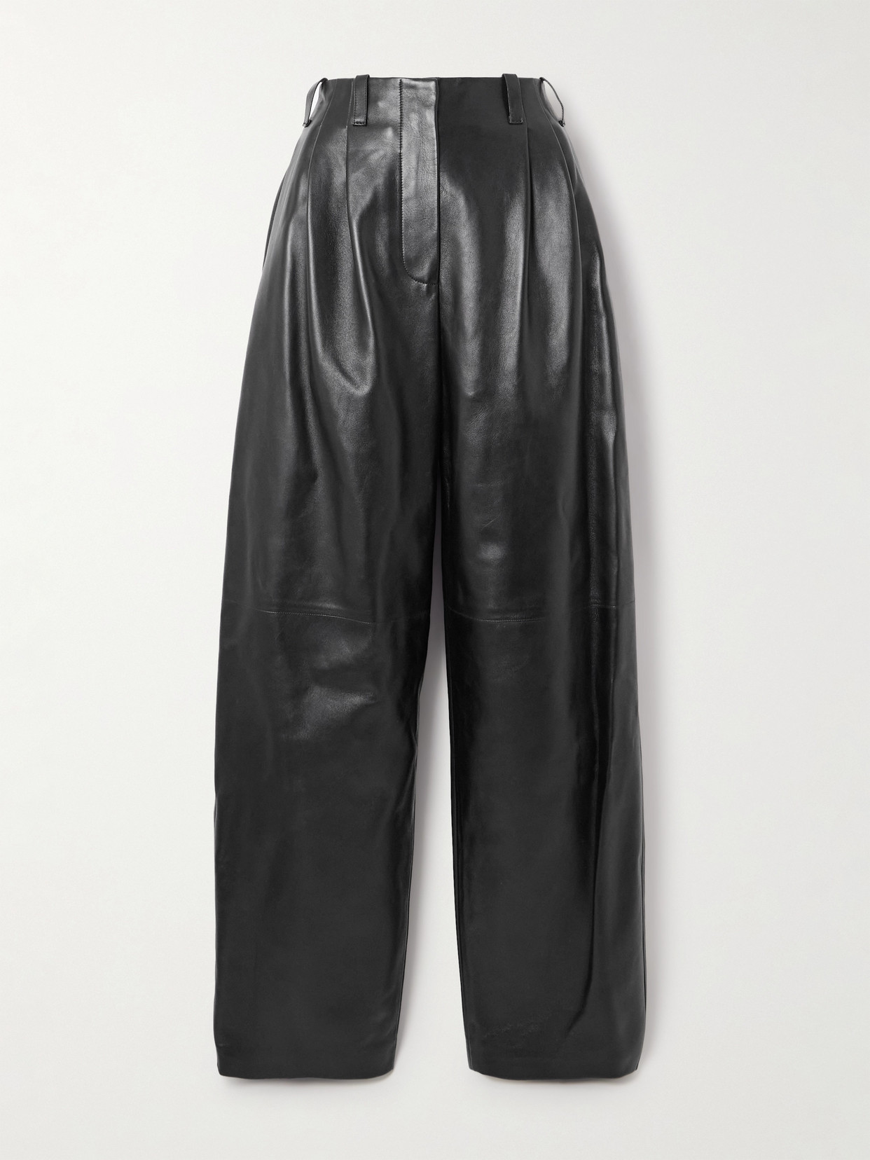 Givenchy Pleated Leather Barrel-leg Pants In Black