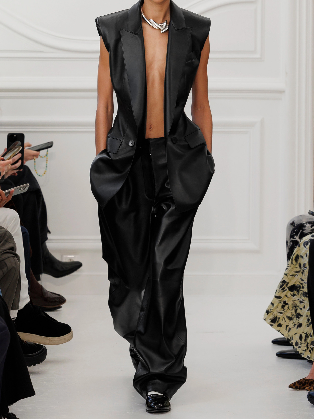 Givenchy Pleated Leather Barrel-leg Pants In Black