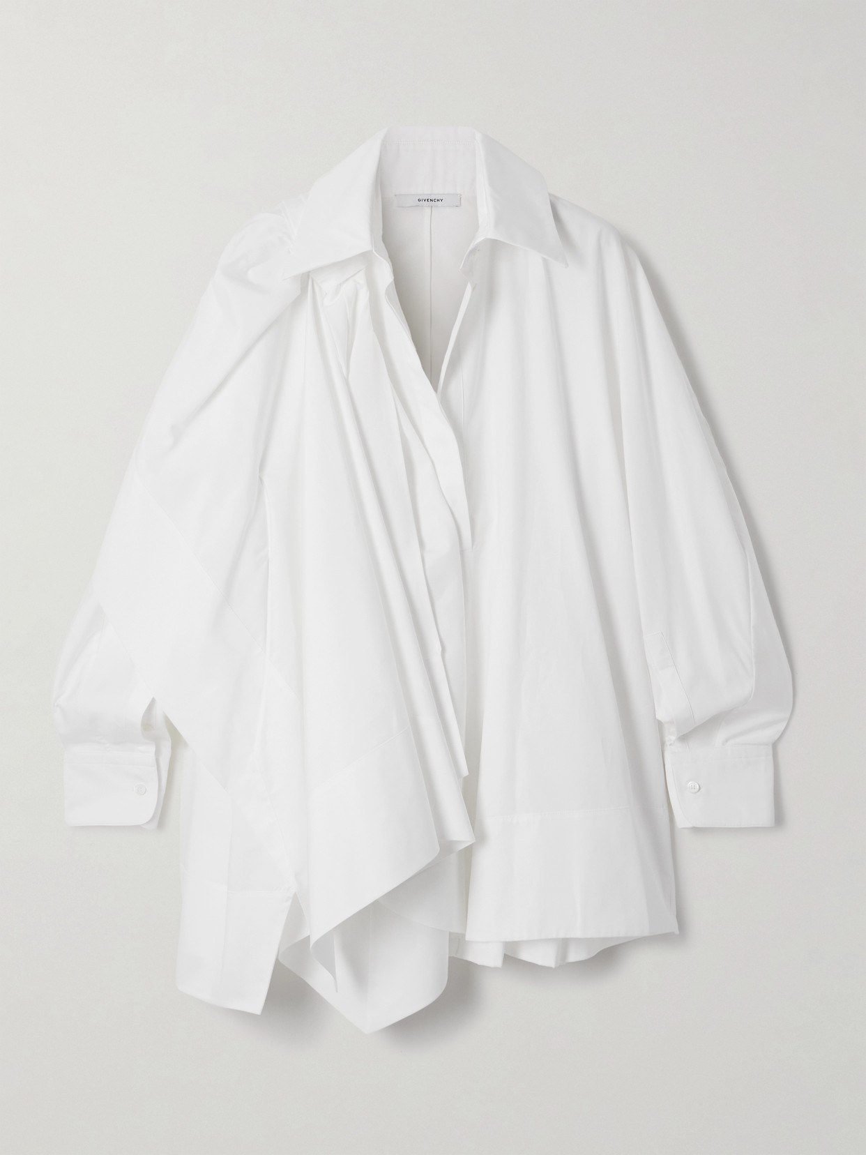 Givenchy Bow-detailed Draped Cotton-poplin Shirt In White
