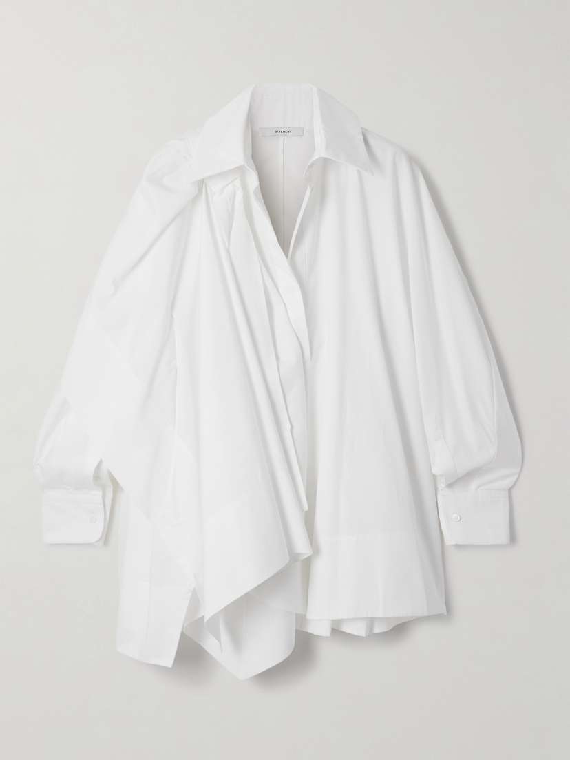 Givenchy Bow-detailed Draped Cotton-poplin Shirt