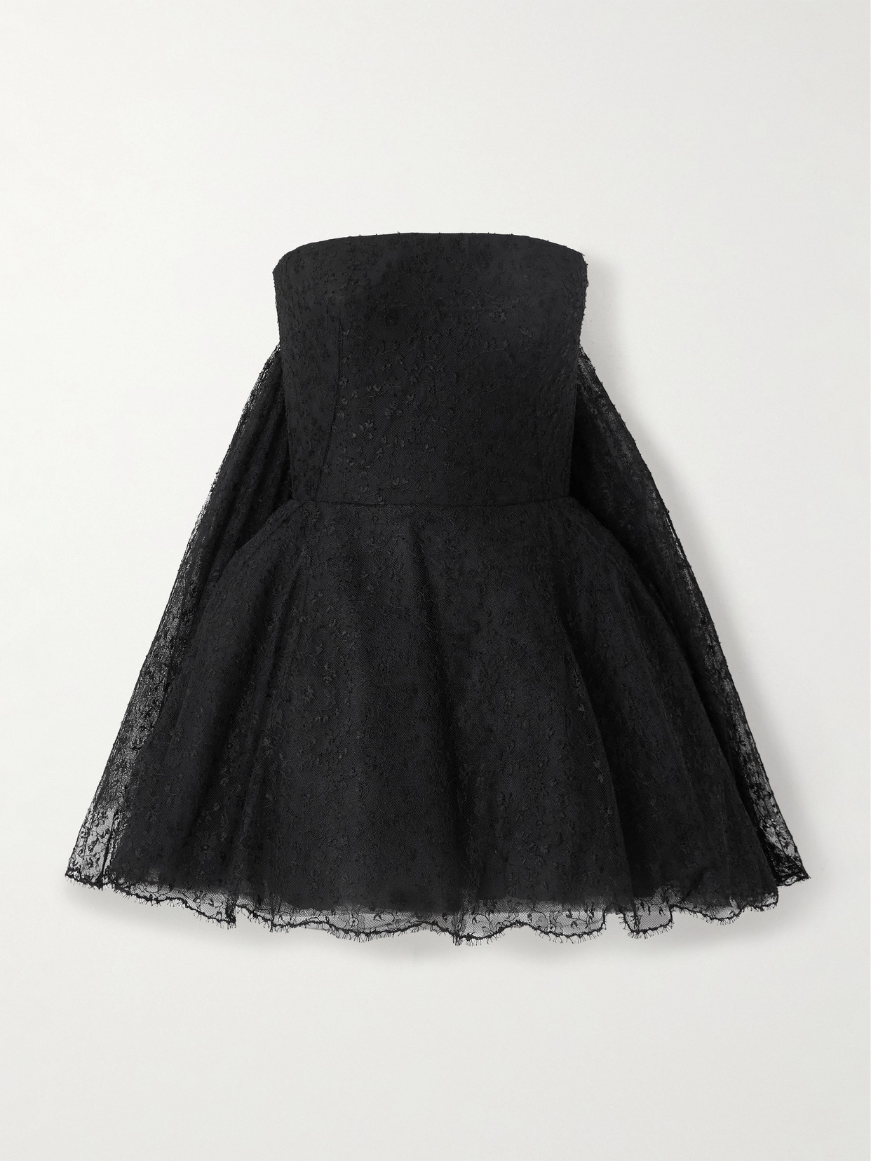 Givenchy Strapless Cape-effect Lace Mini Dress In Black