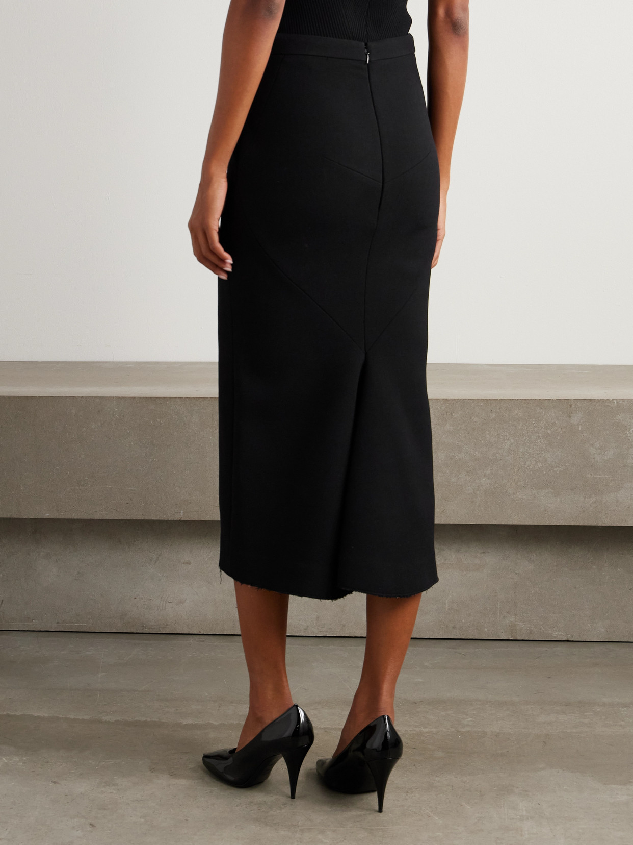 Wool-Blend Crepe Midi