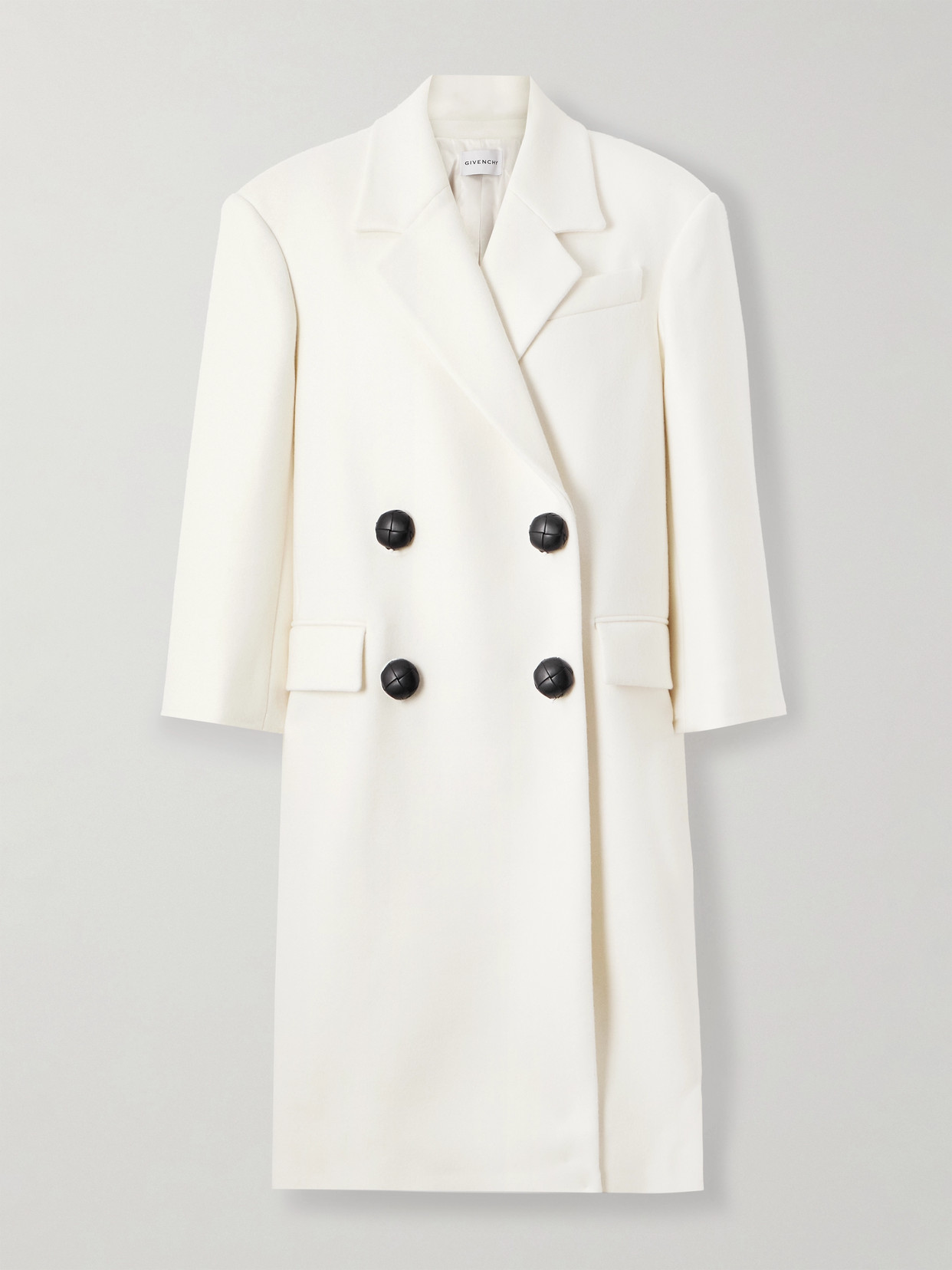 Givenchy Lapel Double-breasted Wool Coat Wide In White