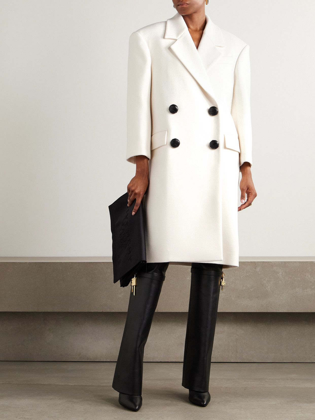 Givenchy Lapel Double-breasted Wool Coat Wide In White
