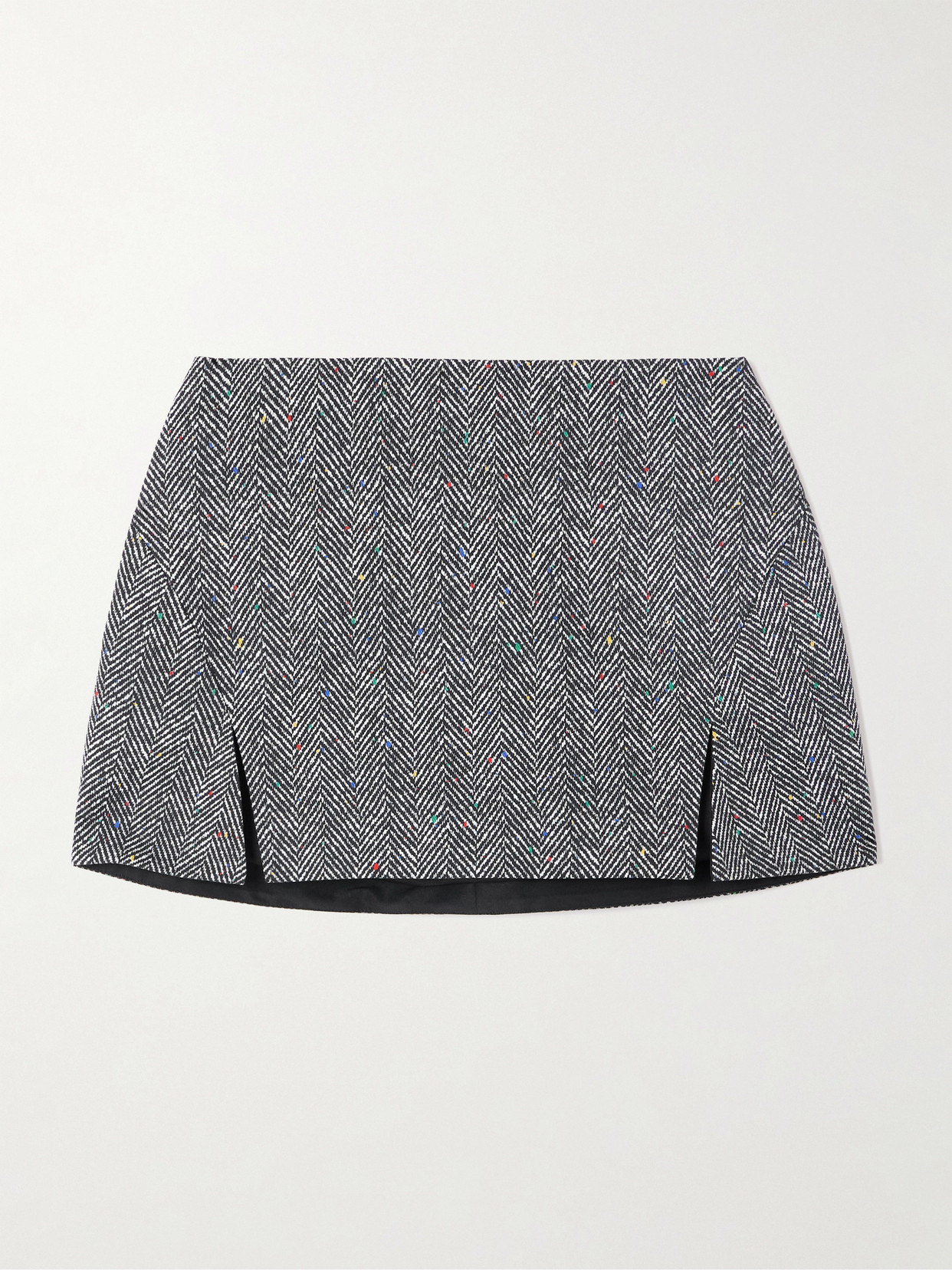 Givenchy Paneled Herringbone Cotton-twill Mini Skirt In Black