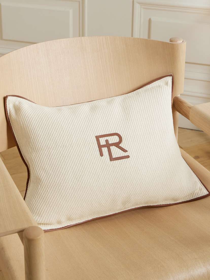 Ralph Lauren Home Jean Leather-trimmed Cotton-twill Cushion