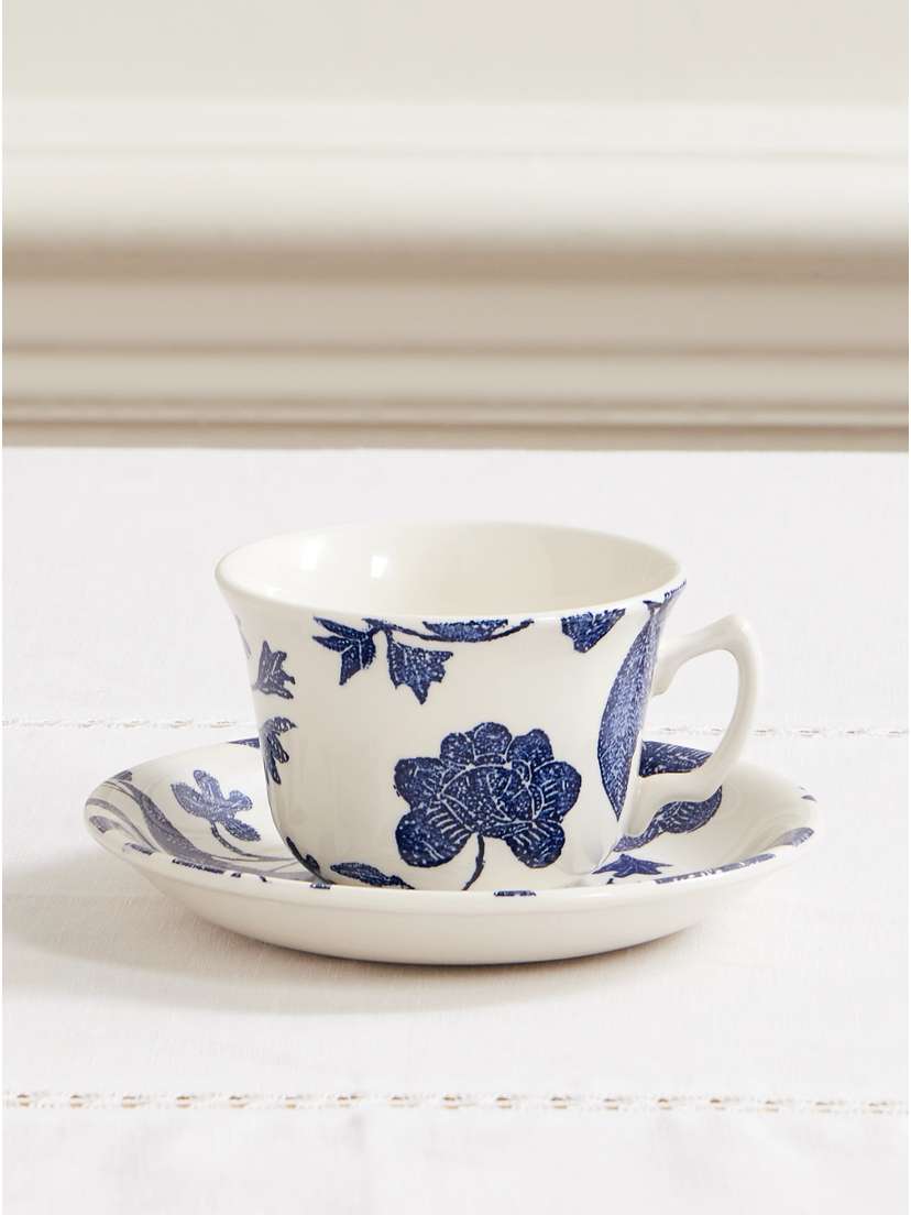 Ralph Lauren Home + Burleigh Garden Vine Floral-print Earthenware Tea Cup And Saucer