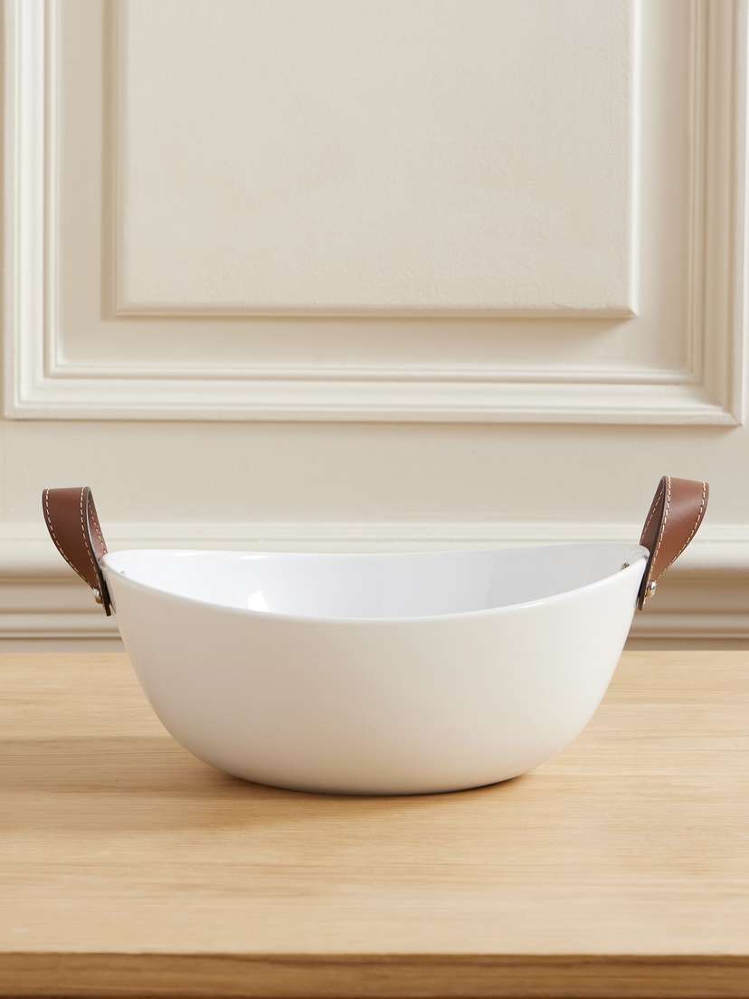 Ralph Lauren Home Wyatt Porcelain And Leather Salad Bowl