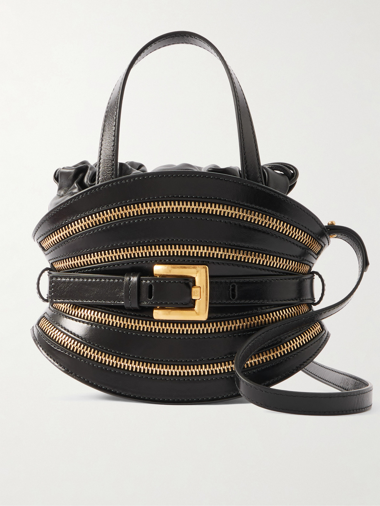 Balmain Shuffle Mini Embellished Leather Shoulder Bag In Black