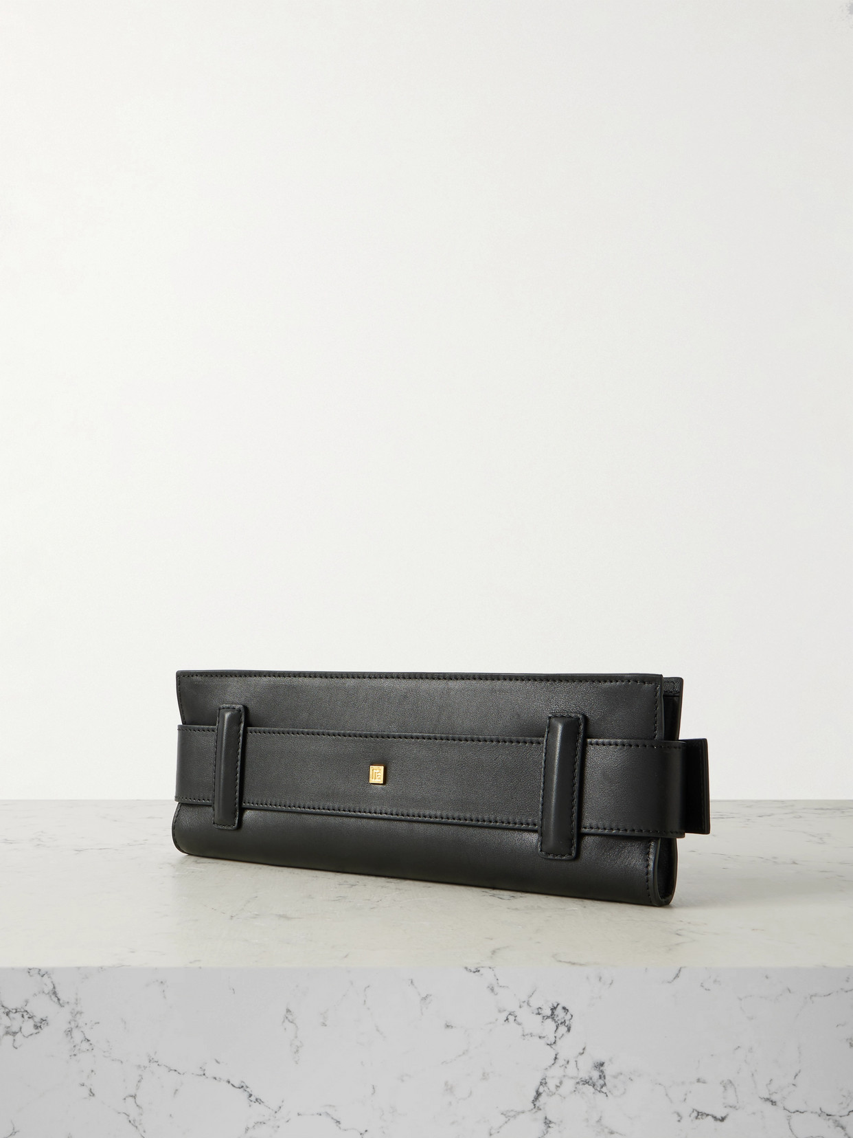 Balmain Anthem Buckled Leather Shoulder Bag In Black