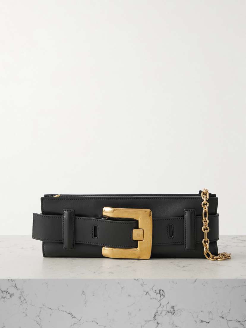 Balmain Anthem Buckled Leather Shoulder Bag