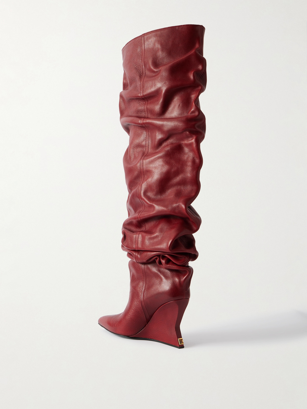 Balmain Textured-leather Over-the-knee Boots In Burgundy