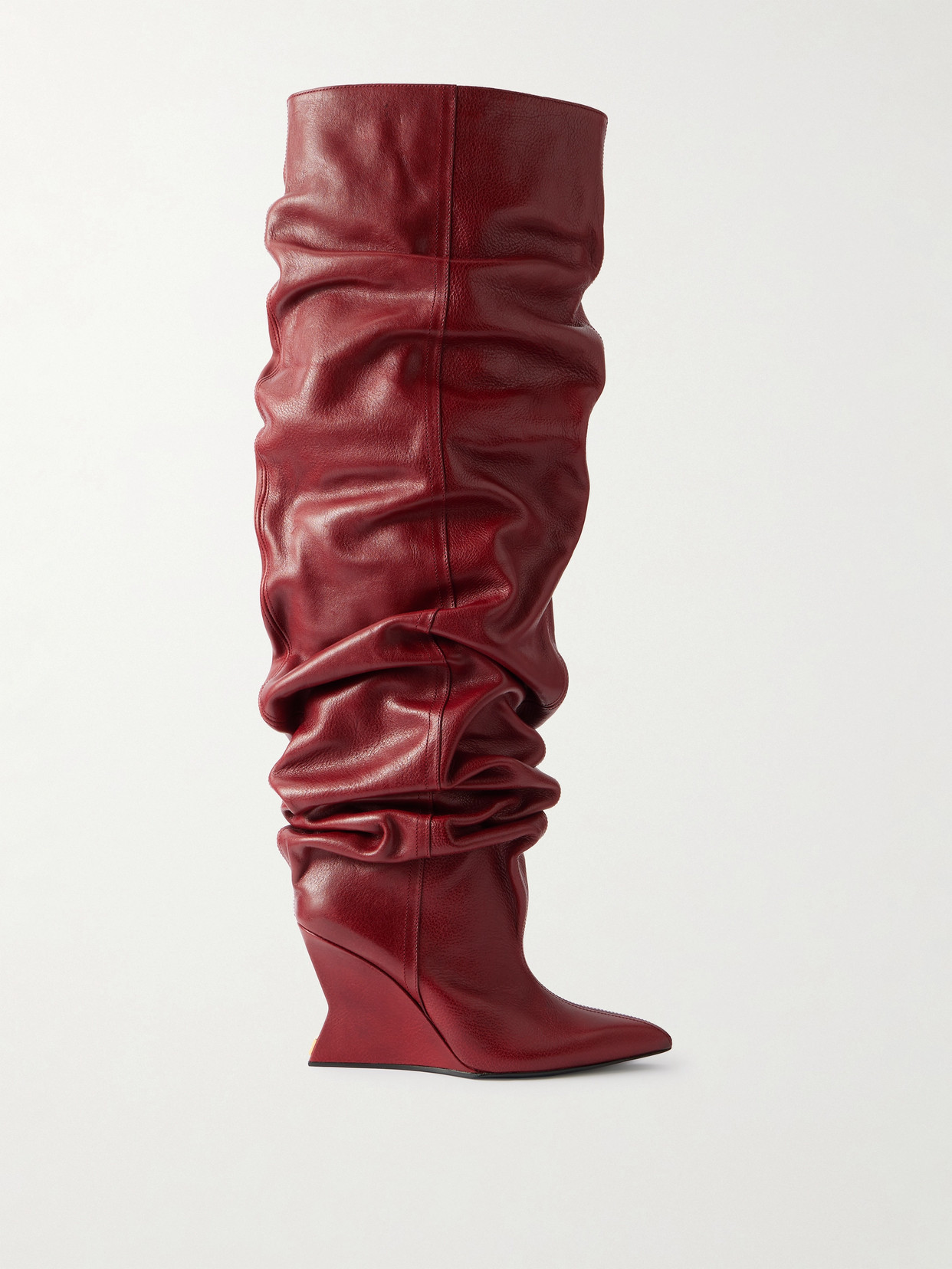 Balmain Textured-leather Over-the-knee Boots In Burgundy