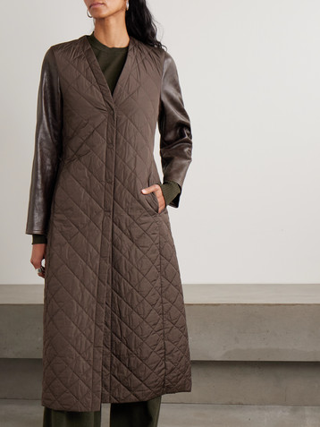 Max Mara Berta leather-trimmed quilted shell coat