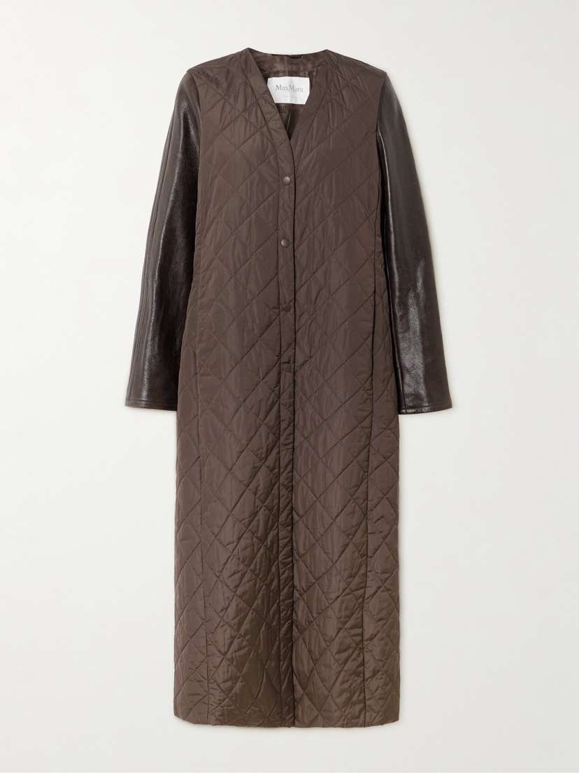 Max Mara — Berta leather-trimmed quilted shell coat