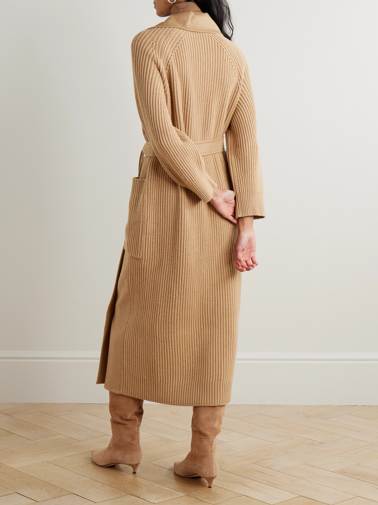Max Mara Berard Camel Hair And Ribbed Wool And Cashmere-blend Coat In Brown