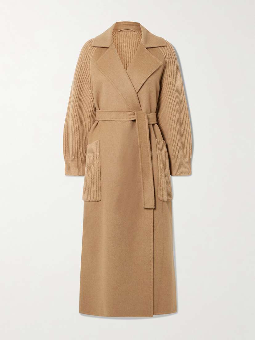 Max Mara Berard Camel Hair And Ribbed Wool And Cashmere-blend Coat