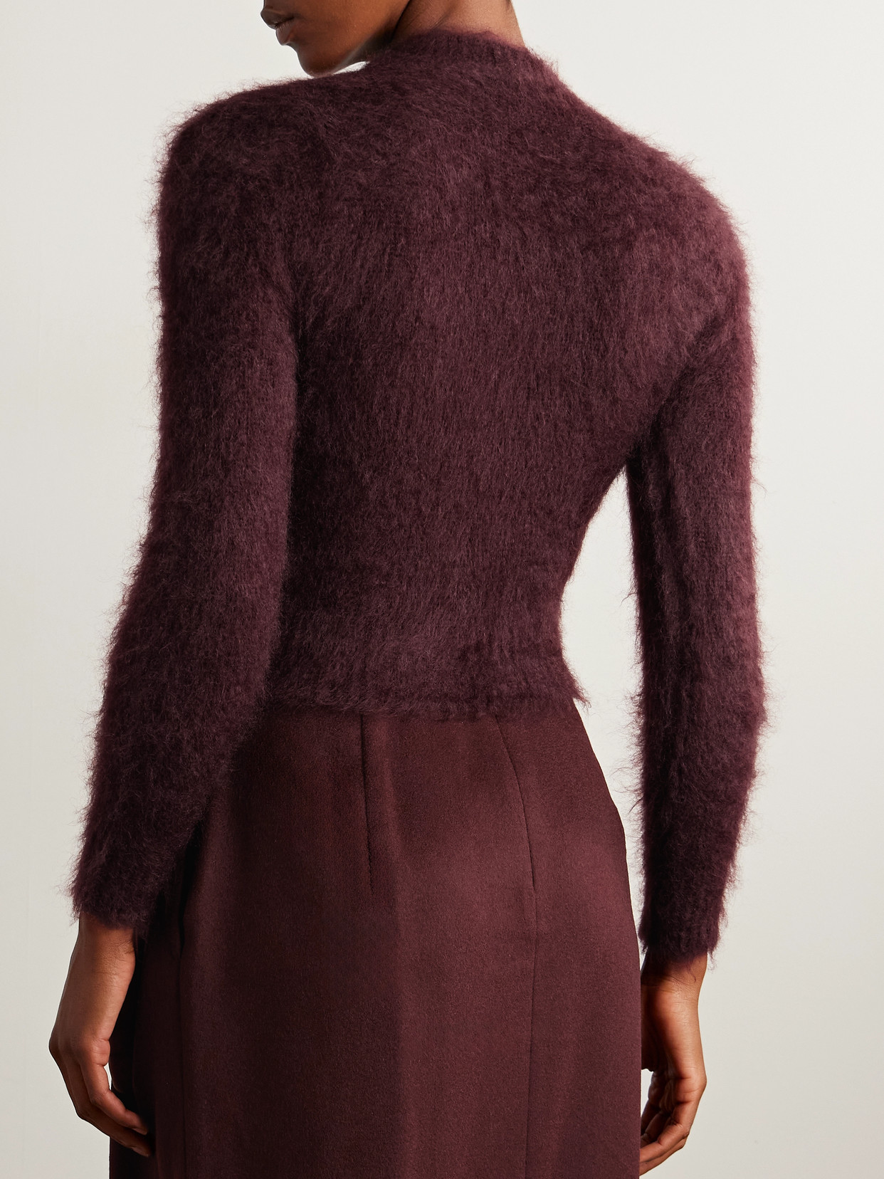 Max Mara Cropped Mohair-blend Sweater In Red