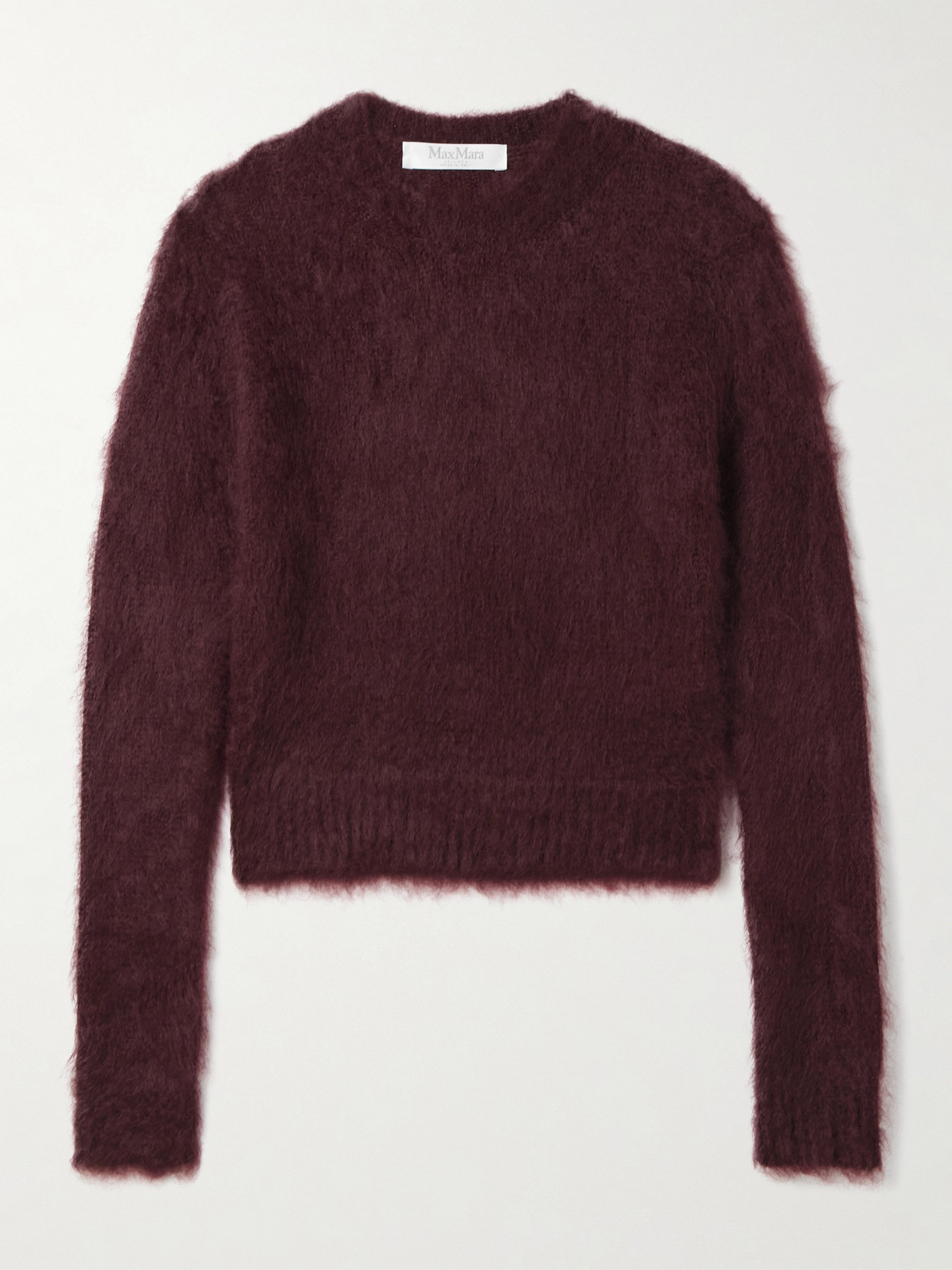 Max Mara Cropped Mohair-blend Sweater In Red