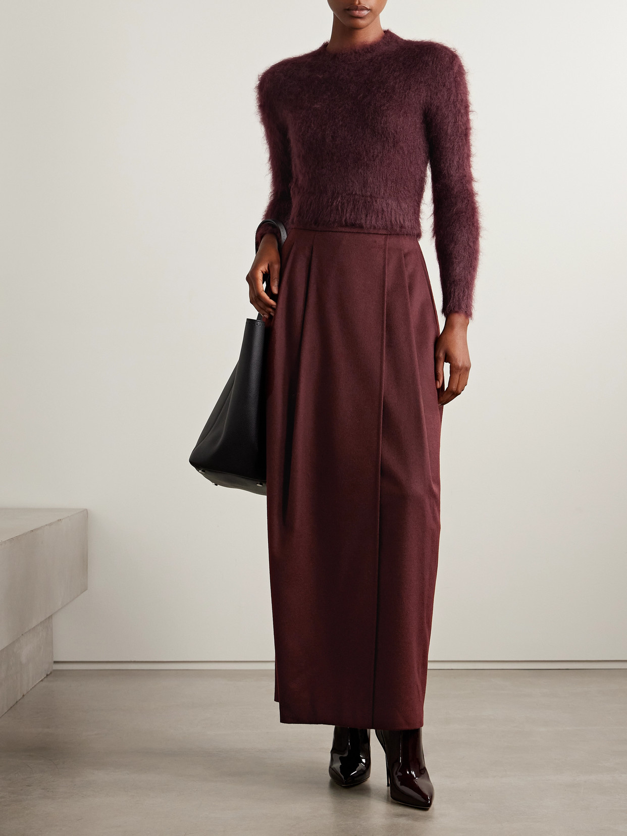 Max Mara Cropped Mohair-blend Sweater In Red