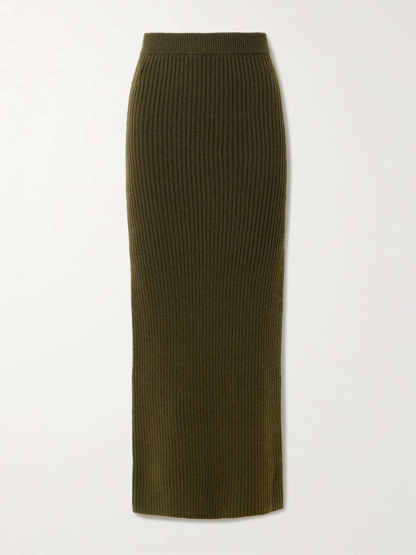 Max Mara Boris Ribbed Wool-blend Maxi Skirt