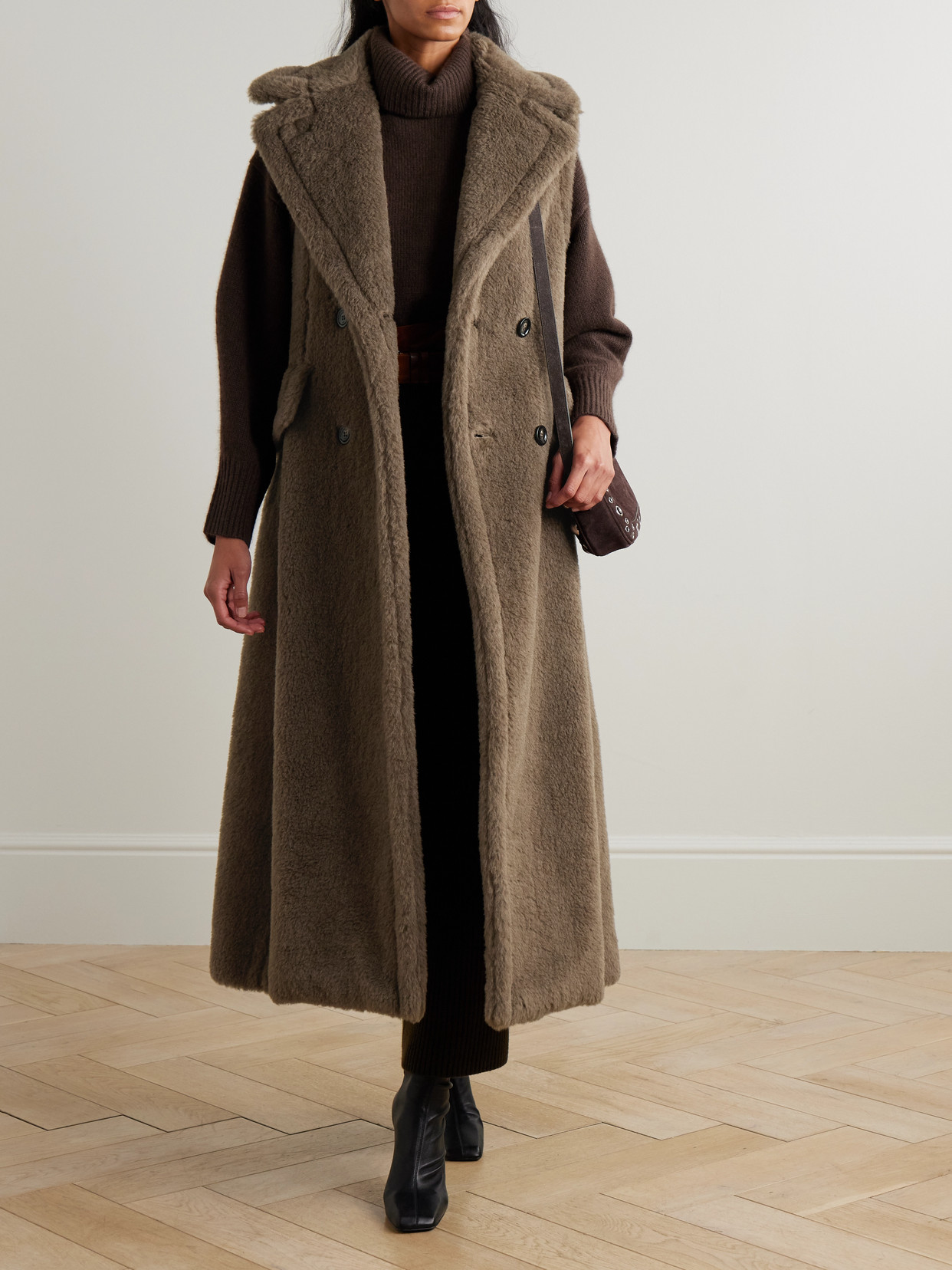 Max Mara Marrone Bronzo Alpaca Coat In Brown