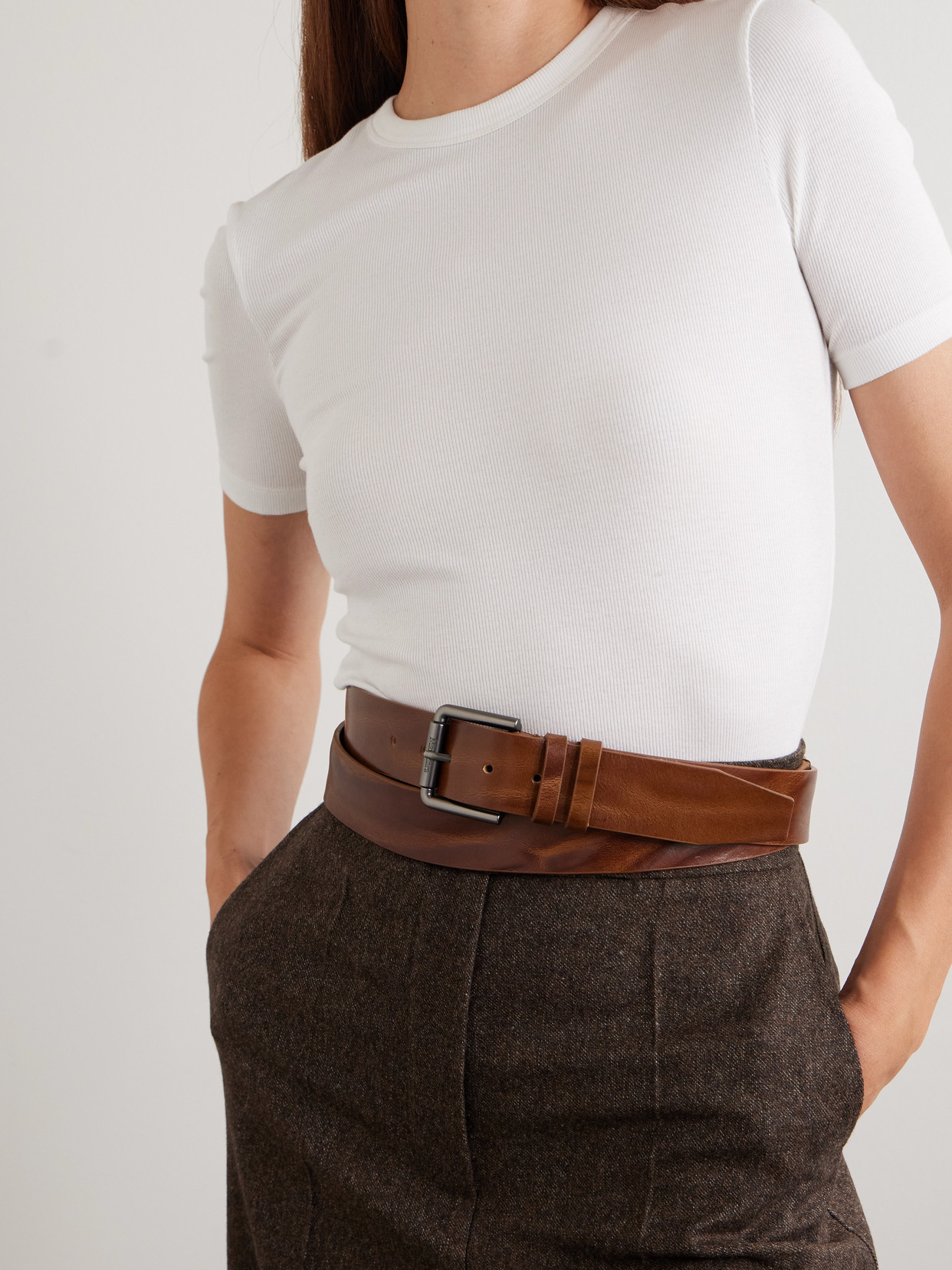 Max Mara Leather Belt In Brown