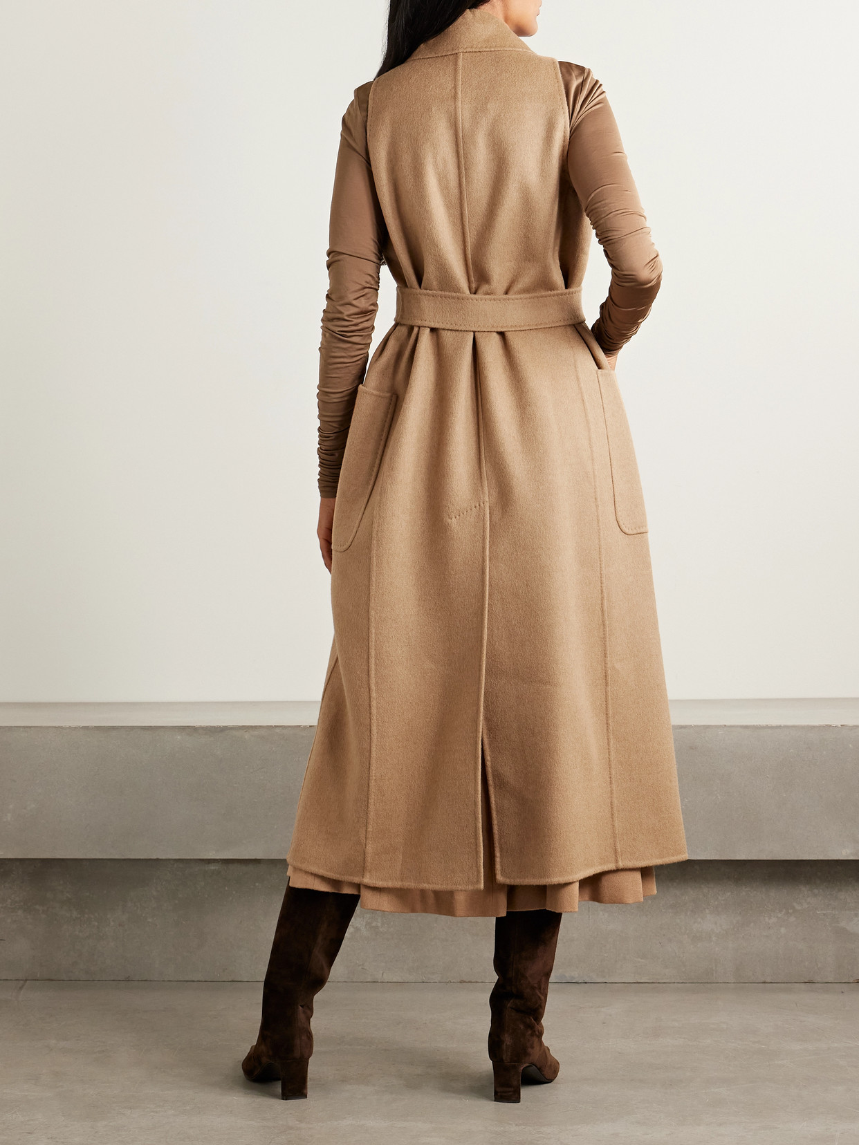 Max Mara Berlina Belted Camel Hair Coat In Neutral