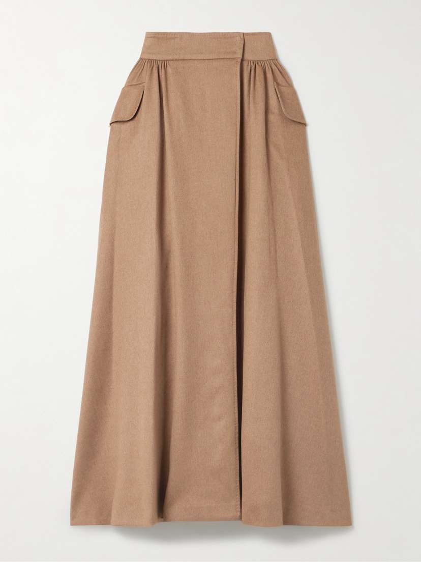 Max Mara Eufemia Wrap-effect Gathered Camel Hair Maxi Skirt